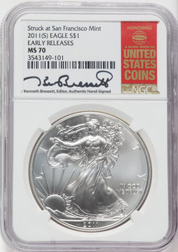 2011-(S) S$1 Silver Eagle Struck at San Francisco First Strike NGC MS70