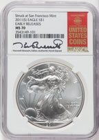 2011-(S) S$1 Silver Eagle Struck at San Francisco First Strike NGC MS70