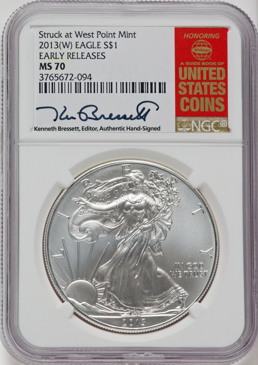 2013-(W) S$1 Silver Eagle First Strike Struck at West Point NGC MS70
