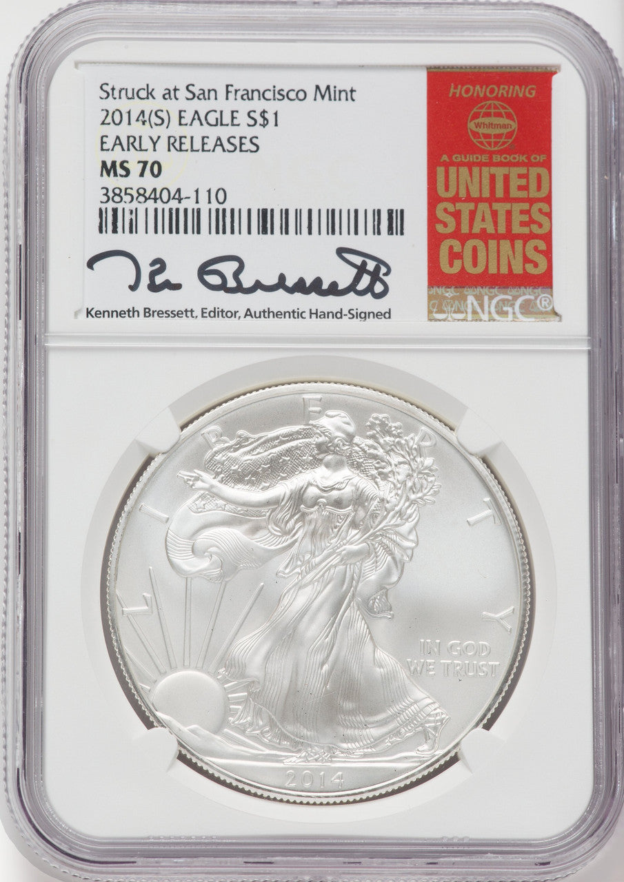 2014-(S) S$1 Silver Eagle First Strike NGC MS70