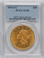 1876-CC $20 Liberty Double Eagle PCGS AU58