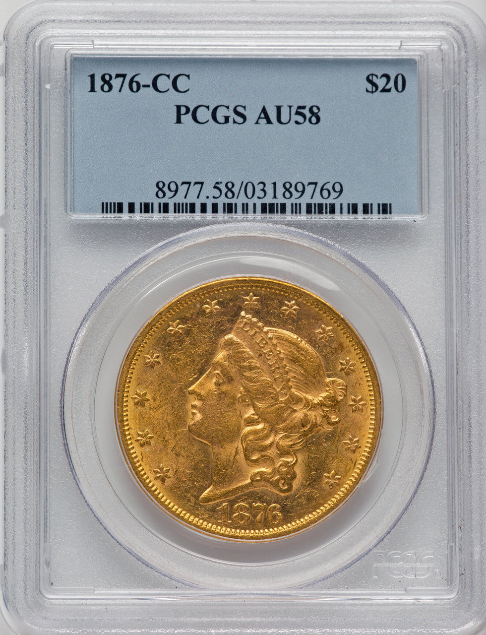 1876-CC $20 Liberty Double Eagle PCGS AU58