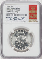 1963 50C Franklin Half Dollar NGC MS64