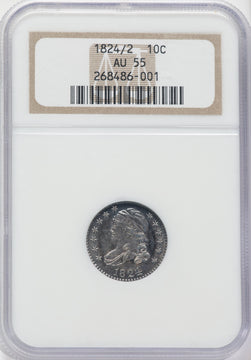1824/2 10C Bust Dime NGC AU55