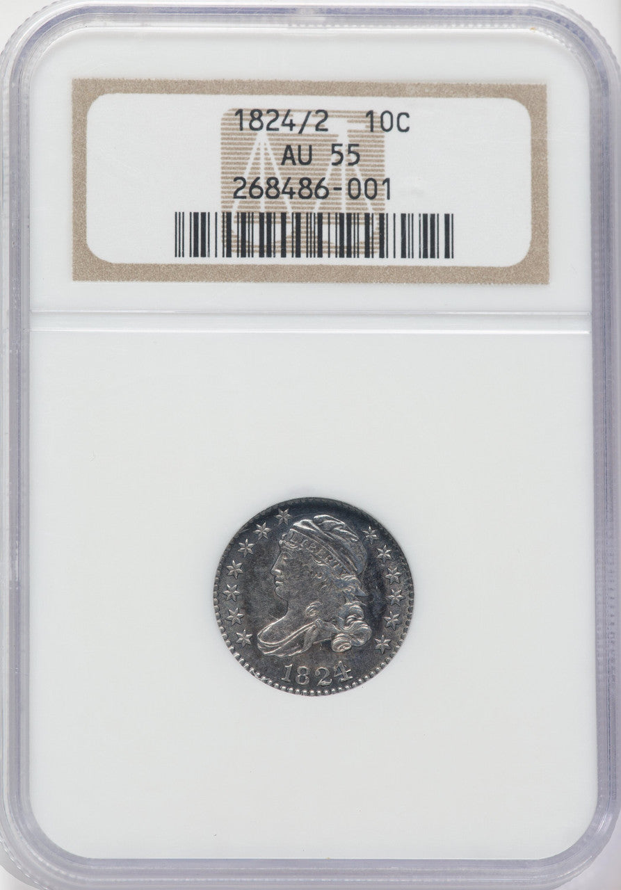 1824/2 10C Bust Dime NGC AU55