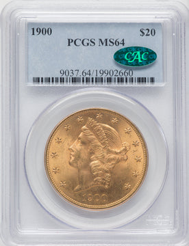 1900 $20 CAC Liberty Double Eagle PCGS MS64
