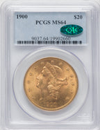 1900 $20 CAC Liberty Double Eagle PCGS MS64