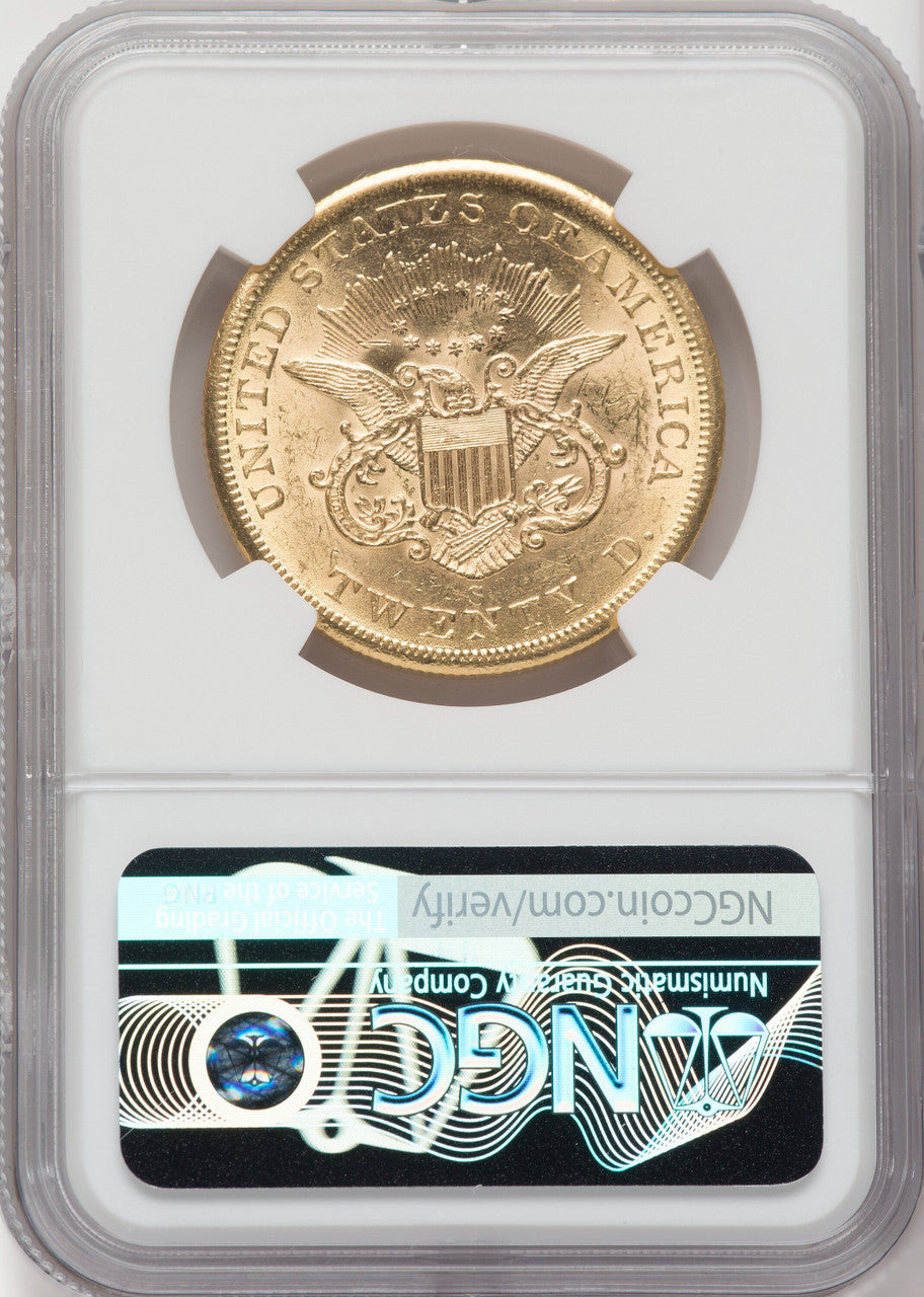 1855-S $20 Liberty Double Eagle NGC AU58