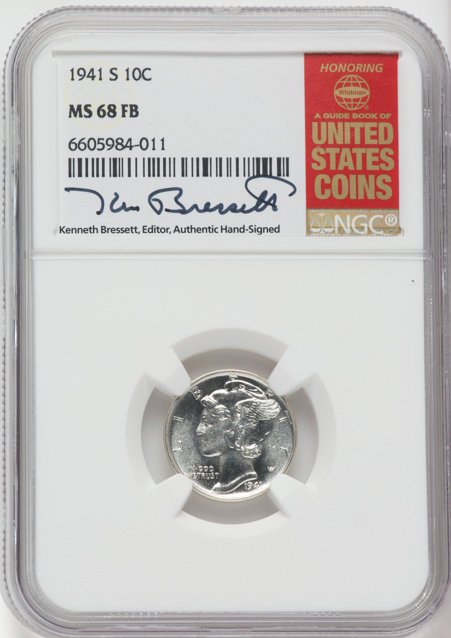 1941-S 10C FB Mercury Dime NGC MS68