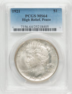 1921 $1 Peace Dollar PCGS MS64