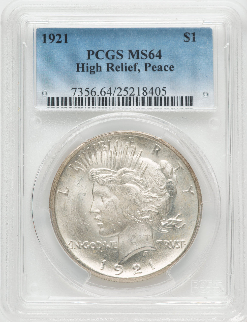 1921 $1 Peace Dollar PCGS MS64