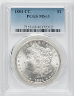 1884-CC $1 Morgan Dollar PCGS MS65
