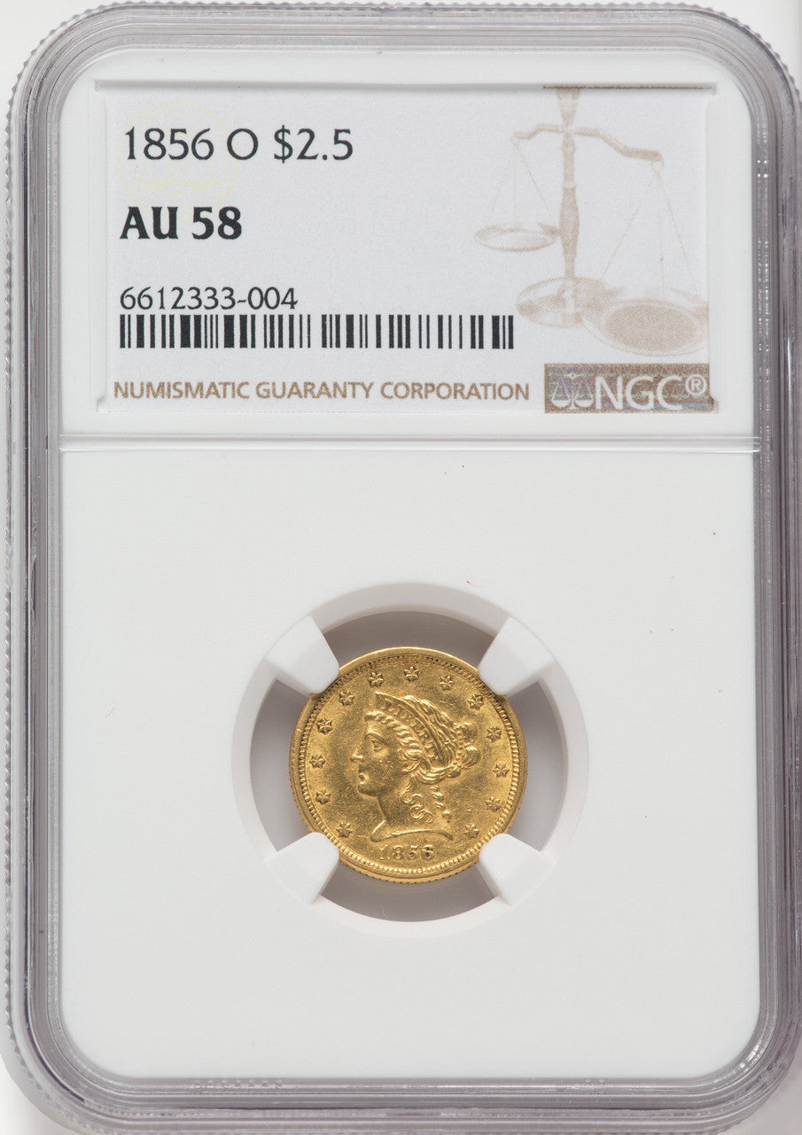 1856-O $2.50 Liberty Quarter Eagle NGC AU58