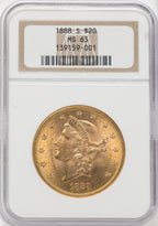 1888-S $20 Liberty Double Eagle NGC MS63