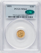 1851 G$1 CAC Gold Dollar PCGS MS64