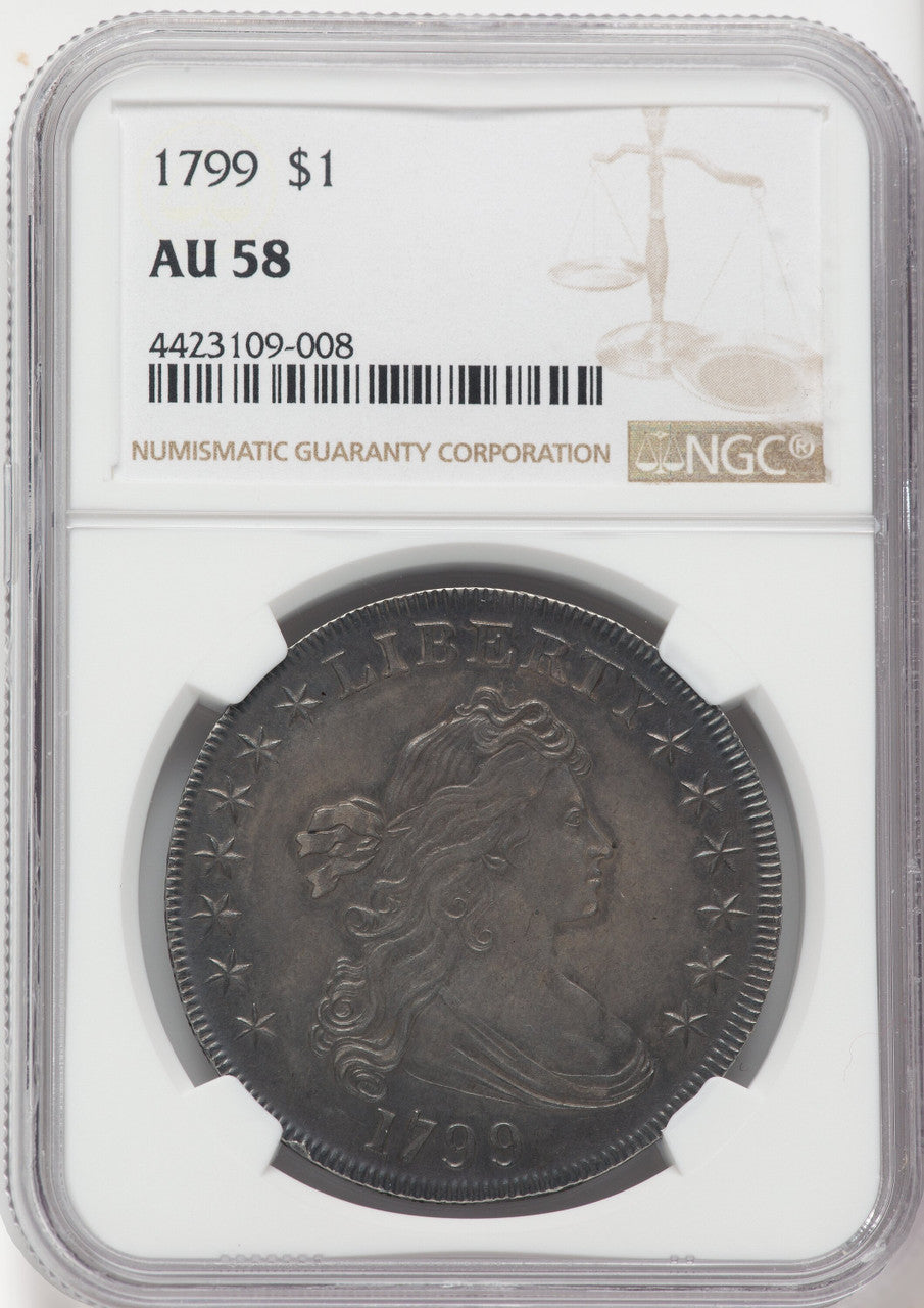 1799 S$1 7x6 Stars Early Dollar NGC AU58