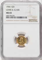 1904 G$1 Lewis and Clark Commemorative Gold NGC MS65