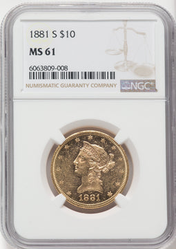 1881-S $10 Liberty Eagle NGC MS61