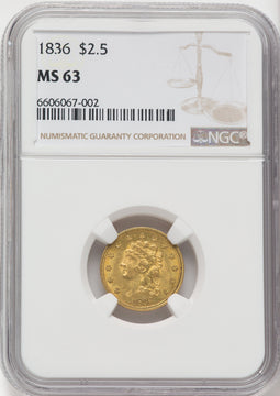 1836 $2.50 Script 8 Classic Quarter Eagle NGC MS63