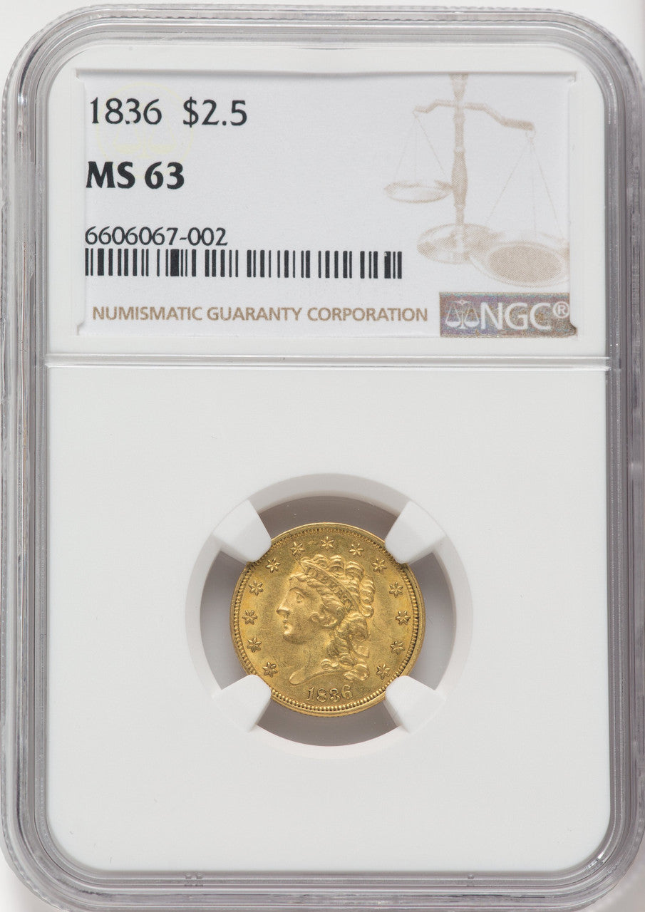 1836 $2.50 Script 8 Classic Quarter Eagle NGC MS63