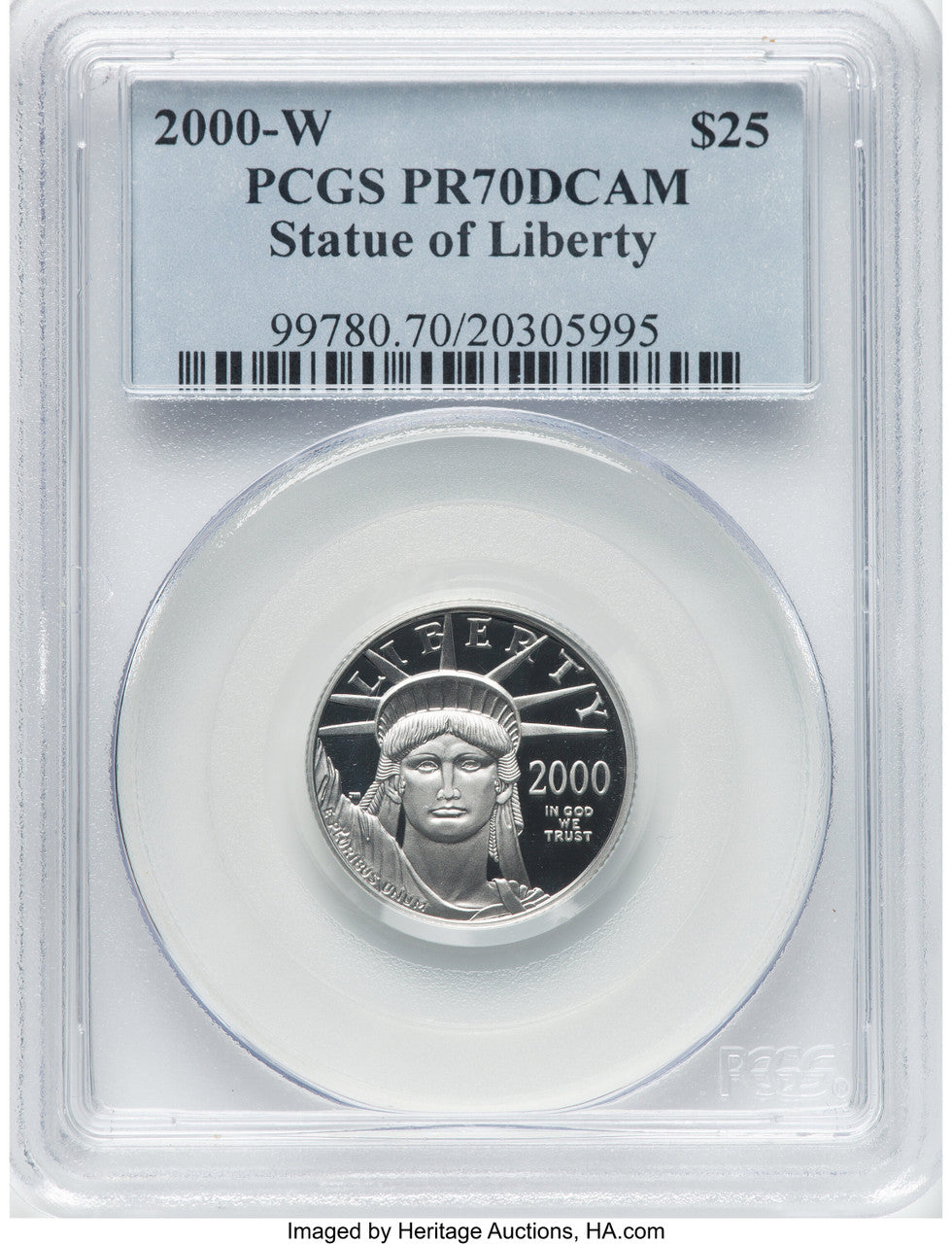 2000-W $25 Quarter-Ounce Platinum Eagle Statue of Liberty PCGS PR70