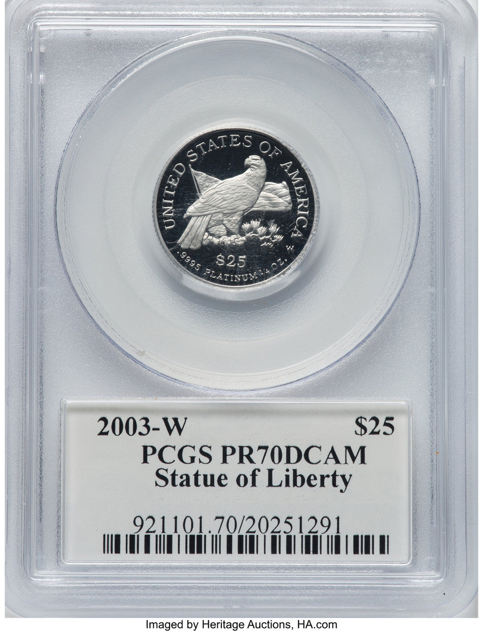 2003-W $25 Quarter-Ounce Platinum Eagle Statue of Liberty PCGS PR70