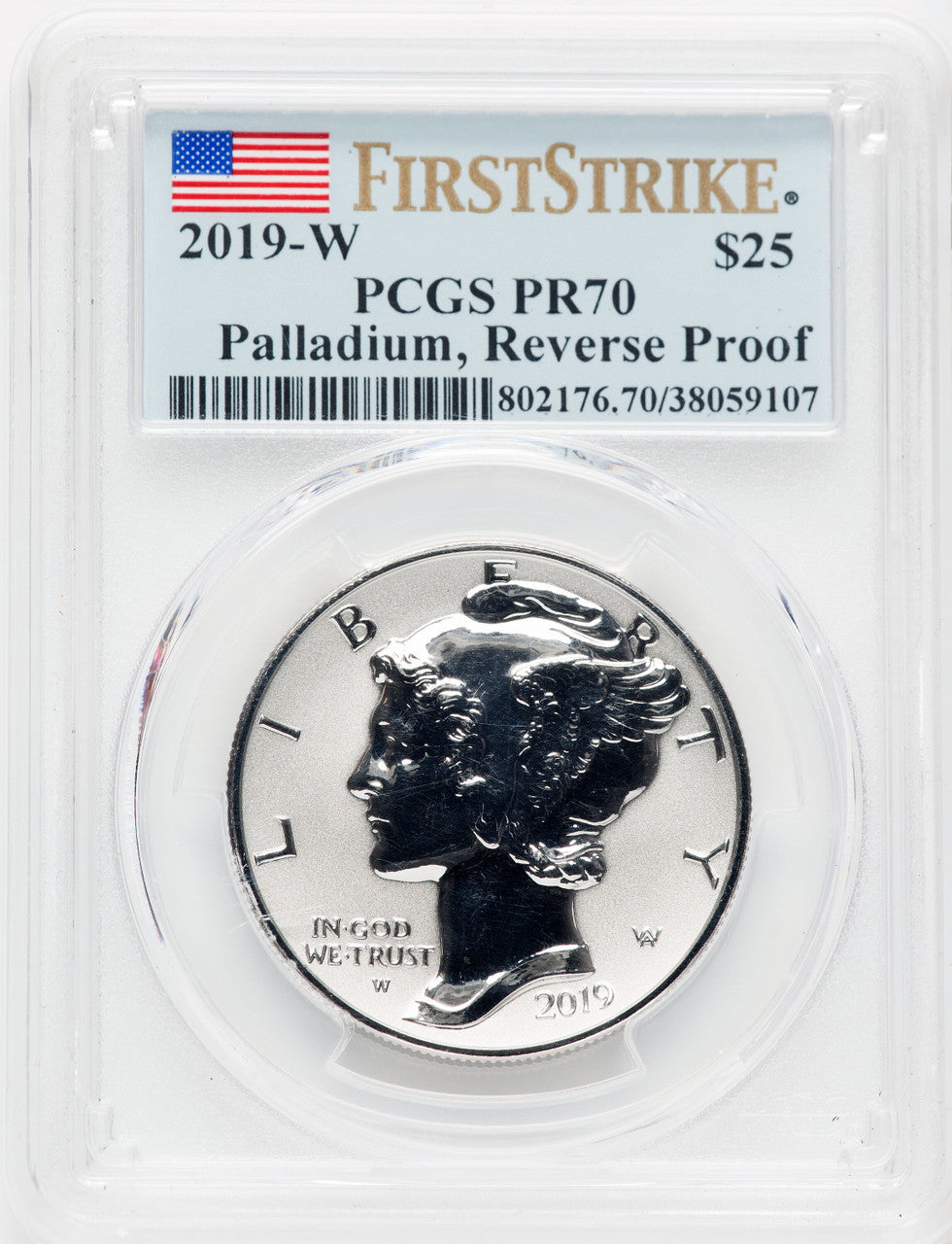 2019-W $25 Palladium Reverse Proof First Strike PR PCGS PR70