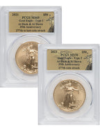 2021 $50 Gold Eagle T1 277th PCGS MS69 & T2 277th PCGS MS70 At Dusk & Dawn 35th Anniversary Set