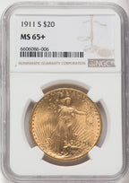 1911-S $20 NGC Plus Saint-Gaudens Double Eagle NGC MS65+