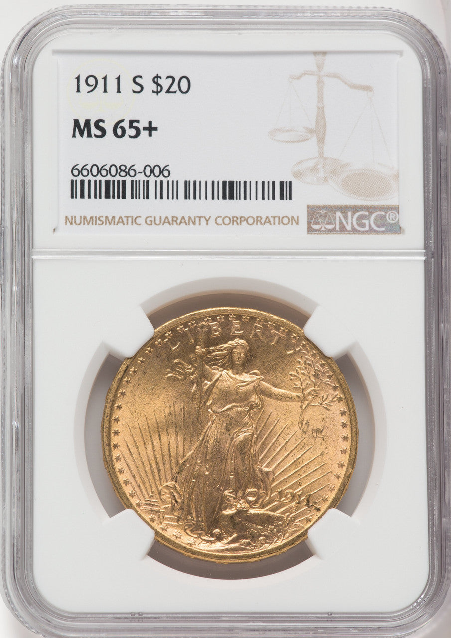 1911-S $20 NGC Plus Saint-Gaudens Double Eagle NGC MS65+