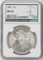 1891 $1 Morgan Dollar NGC MS64