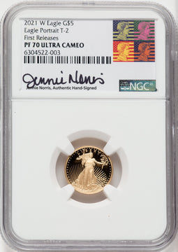 2021-W Tenth Ounce T-2 First Releases PF70 Ultra Cameo NGC Jennie Norris