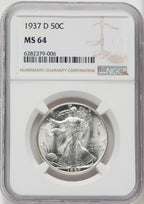 1937-D 50C Walking Liberty Half Dollar NGC MS64