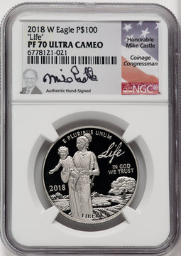 2018-W $100 One Ounce Platinum Eagle Life NGC PF70