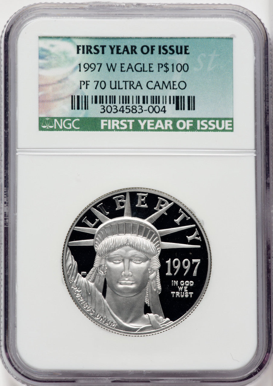 1997-W $100 One-Ounce Platinum Eagle First Year Issue NGC PF70