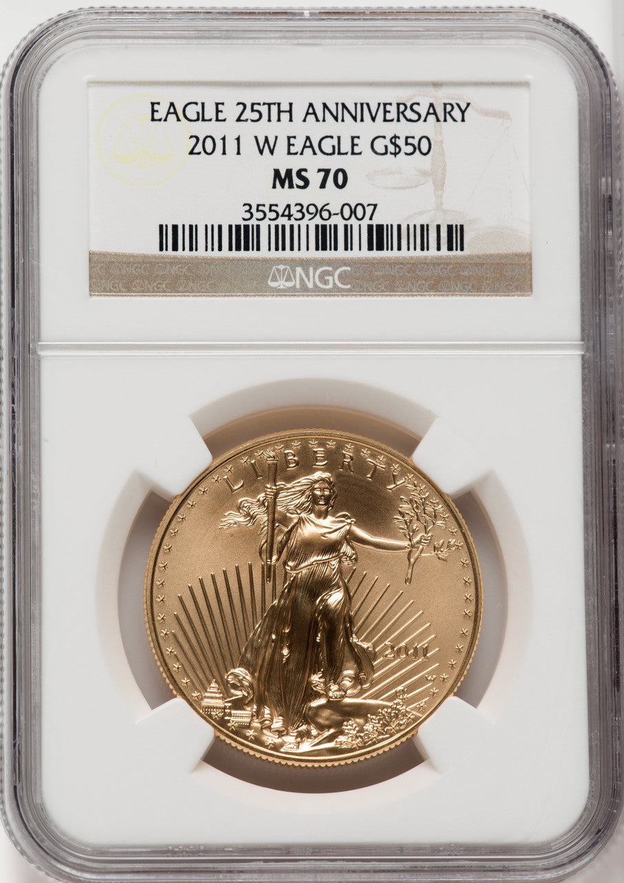 2011-W $50 One-Ounce Gold Eagle 25th Anniversary NGC MS70