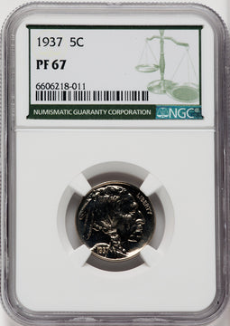 1937 5C Green Label Proof Buffalo Nickel NGC PR67