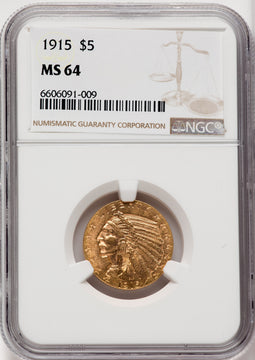 1915 $5 Indian Half Eagle NGC MS64 (757658053)