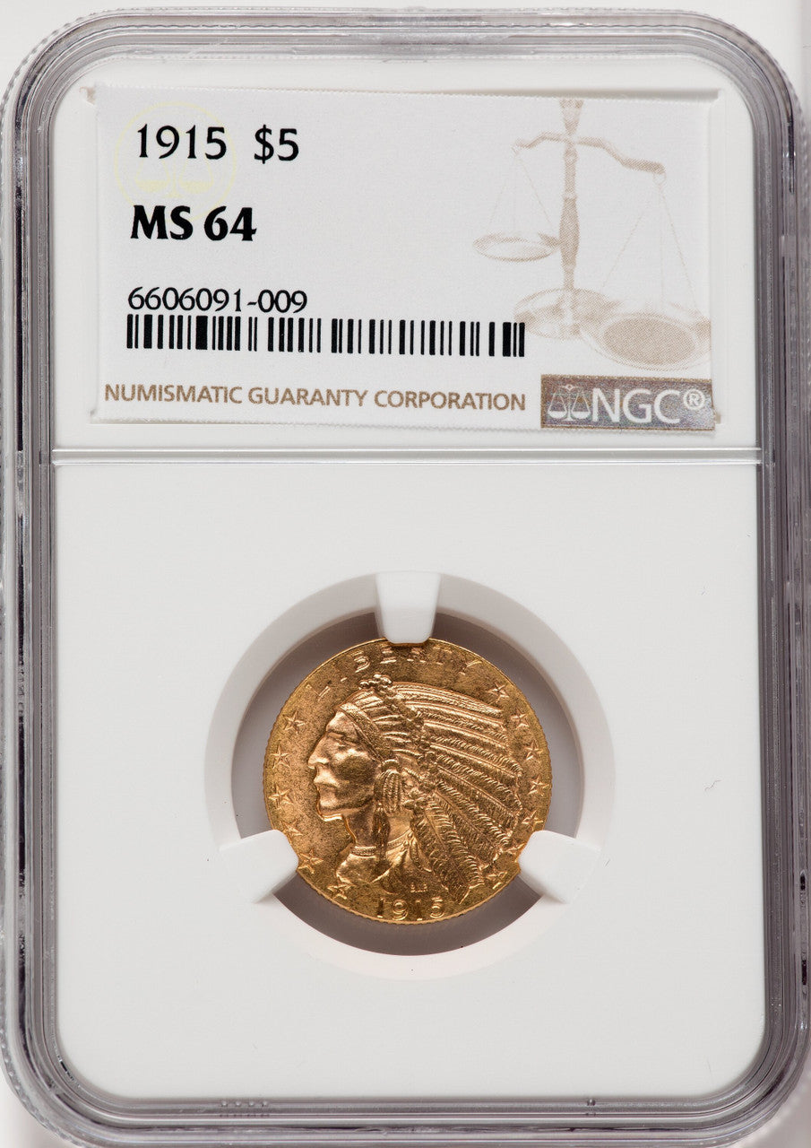1915 $5 Indian Half Eagle NGC MS64 (757658053)