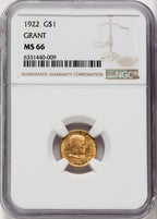 1922 G$1 Grant No Star Commemorative Gold NGC MS66
