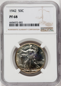 1942 50C Proof Walking Liberty Half Dollar NGC PR68