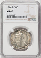 1916-D 50C Walking Liberty Half Dollar NGC MS65