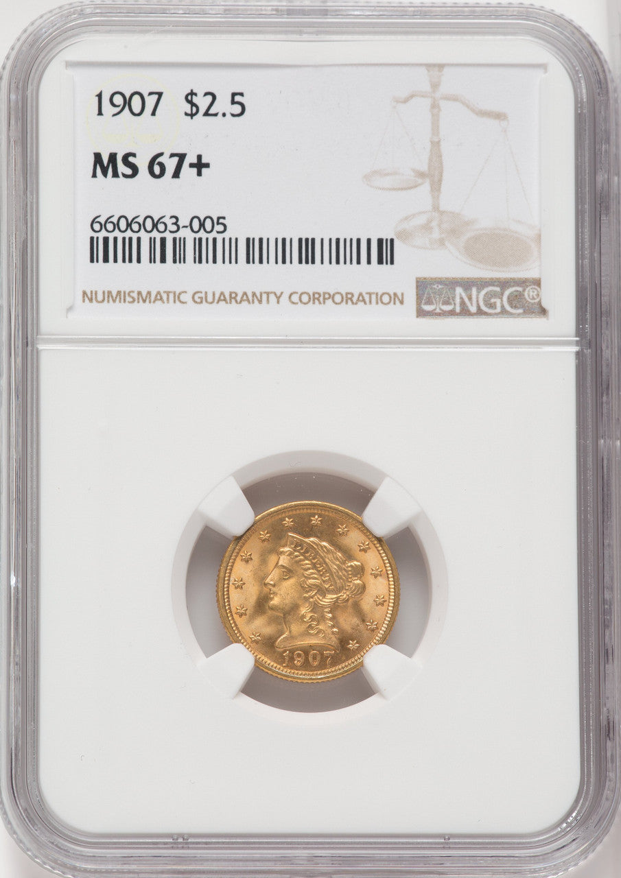 1907 $2.50 NGC Plus Liberty Quarter Eagle NGC MS67+