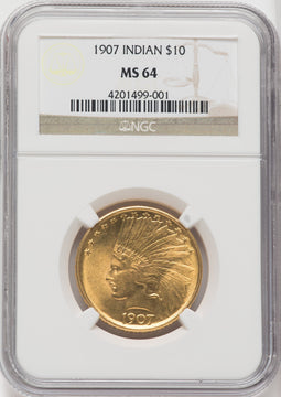 1907 $10 No Motto Indian Eagle NGC MS64
