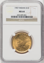 1907 $10 No Motto Indian Eagle NGC MS64