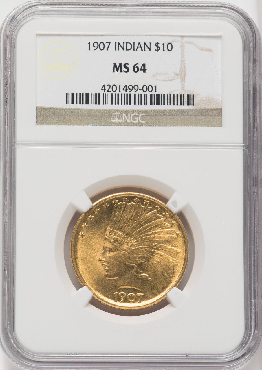 1907 $10 No Motto Indian Eagle NGC MS64