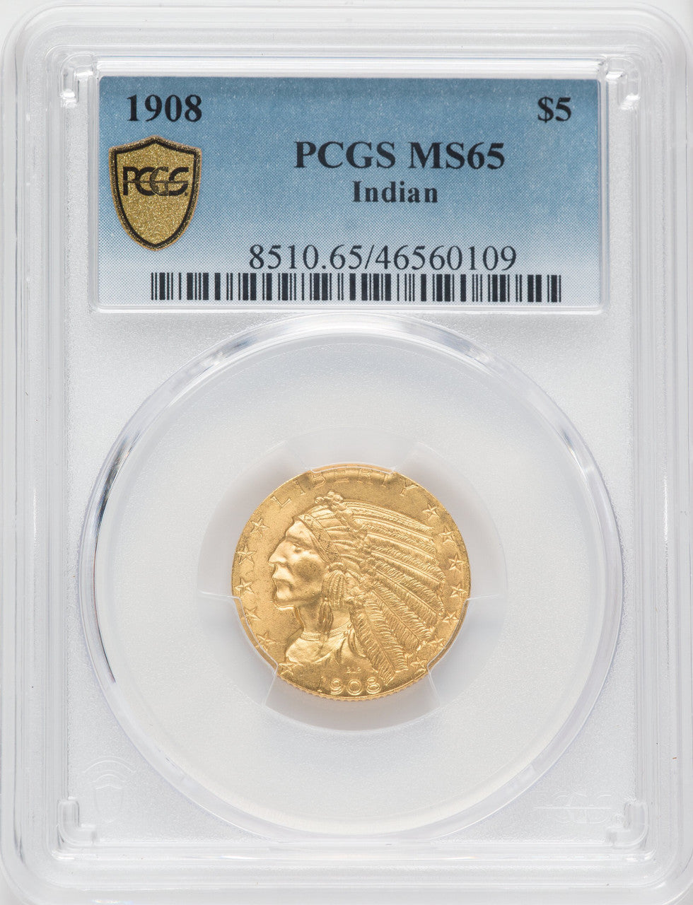 1908 $5 Indian Indian Half Eagle PCGS MS65