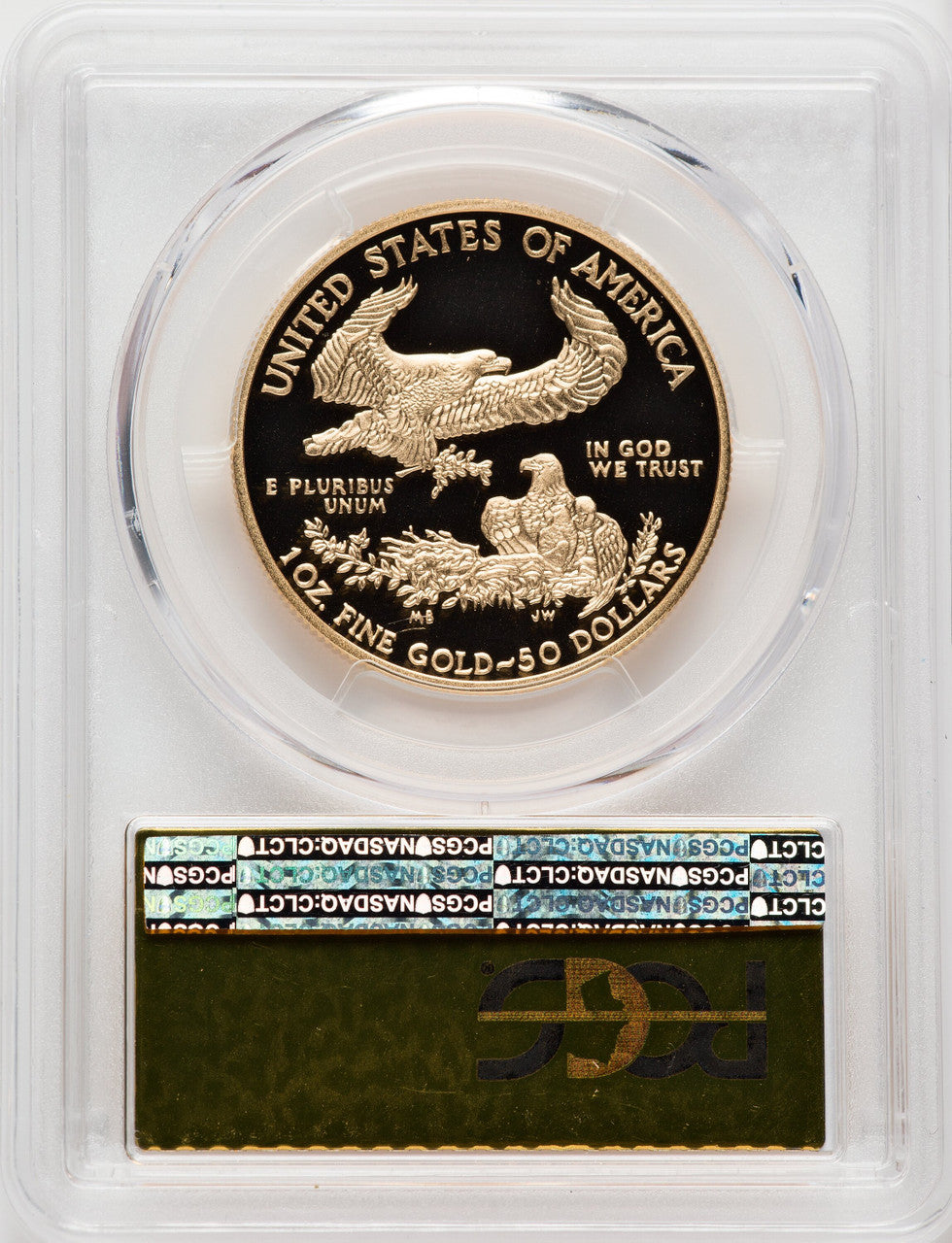 2016-W $50 One-Ounce Gold Eagle 30th Anniversary First Strike Gold Foil 1 of 100 Gold Foil PCGS PR70