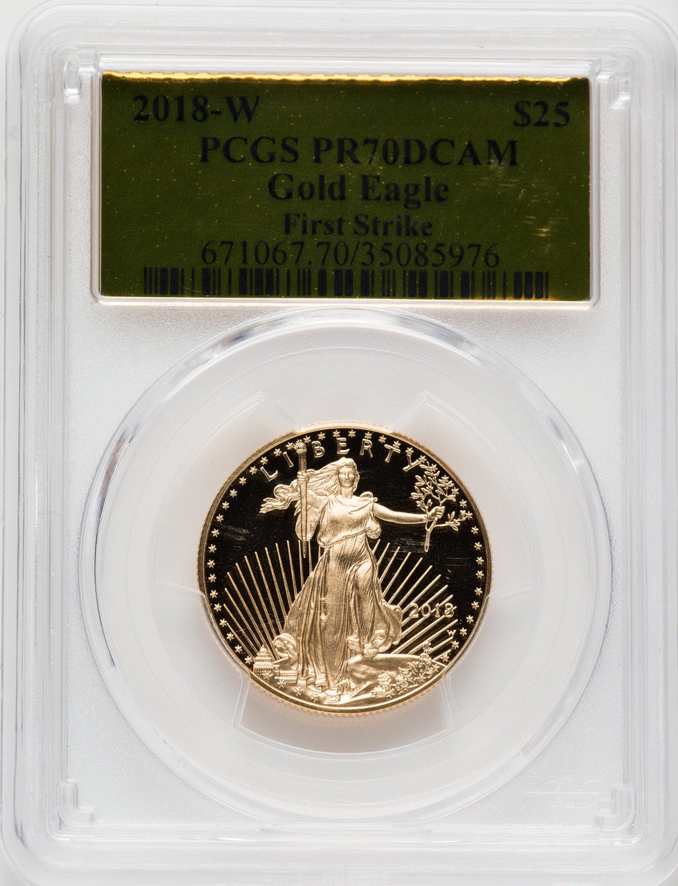 2018-W G$25 Half Ounce Gold Eagle First Strike PCGS PR70