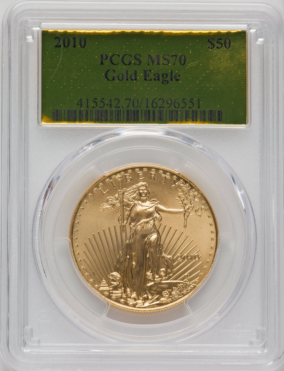 2010 $50 One-Ounce Gold Eagle PCGS MS70